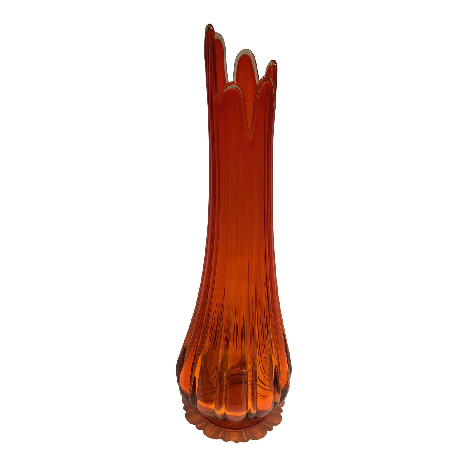MidCentury Tall Orange Glass Vase Chairish