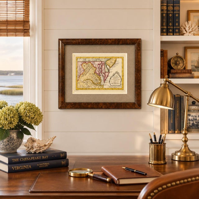 Mid 18th Century Original 1757 Hand-Colored Chesapeake Bay Map by Jacques-Nicolas Bellin | Copper Engraving | Custom Framed For Sale - Image 5 of 5