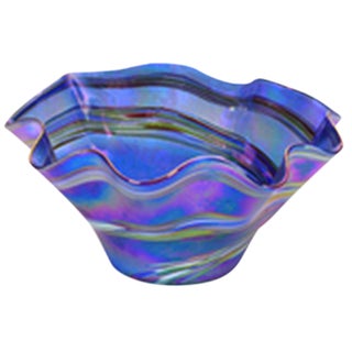 Blue Rainbow Studio Glass Bowl For Sale