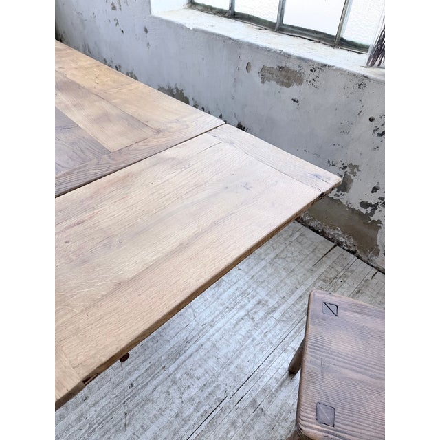 Oak Farmhouse Table with Extensions, 1950s For Sale - Image 16 of 18
