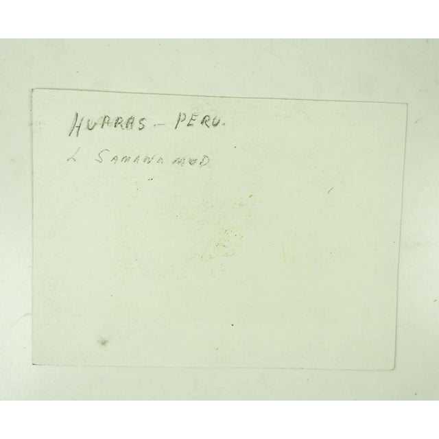 Watercolor on paper landscape painting of the Huaraz mountains in Peru. Signed L. Samanamud lower left corner and on...