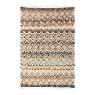 1990s 1990s Modern Moroccan High-Low Blue/Gray Wool Rug - 4'3'' X 6'4'' For Sale