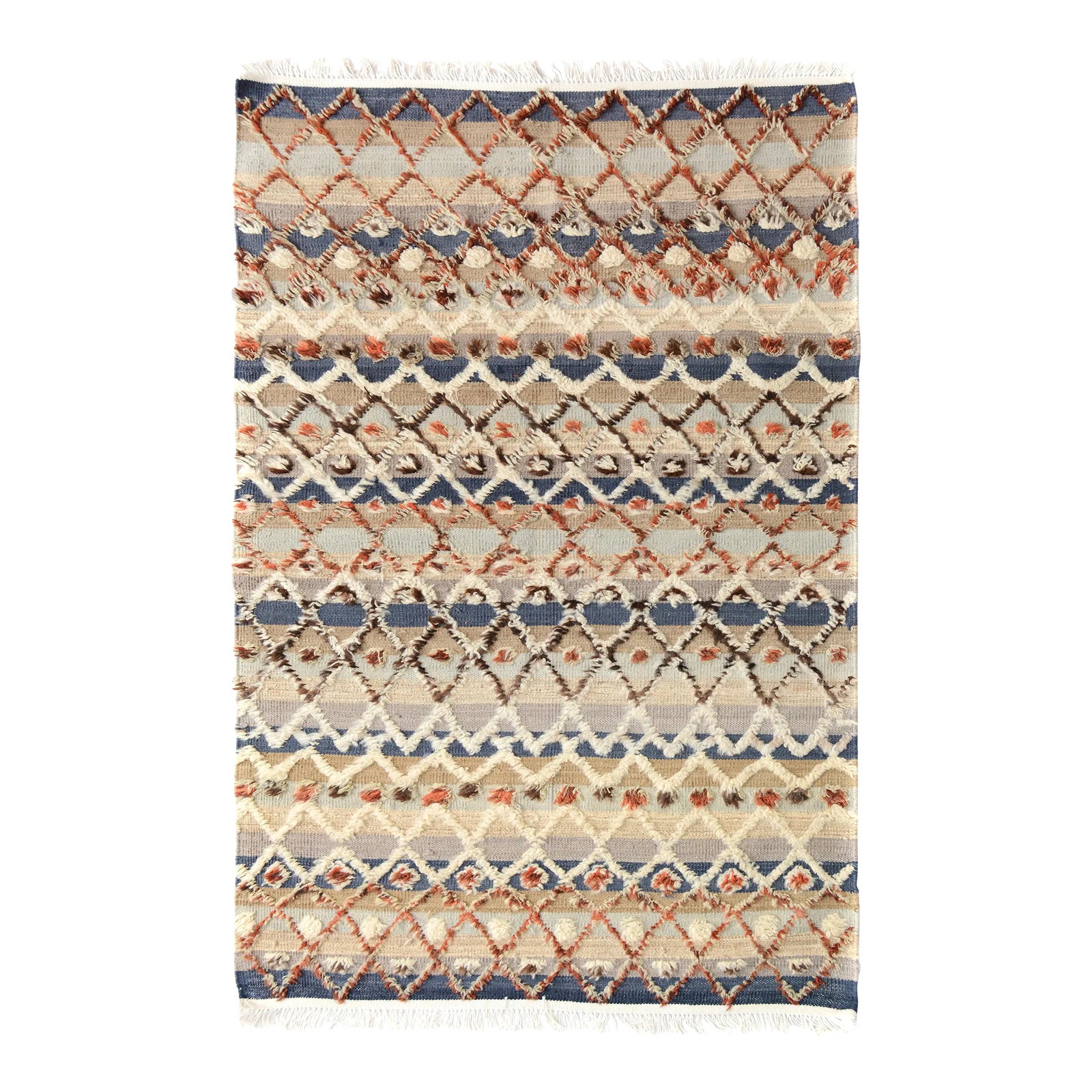 Modern Moroccan HighLow Blue/Gray Wool Rug 4'3'' X 6'4'' Chairish