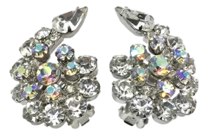 Vintage Juliana Clear Rhinestone Spiral Clip-on Earrings