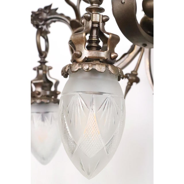 Antique Neo Rococo Cast Bronze Chandelier - Restored For Sale - Image 10 of 11