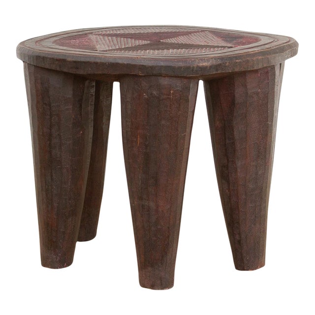 Carved Diamond Top Nupe Stool For Sale