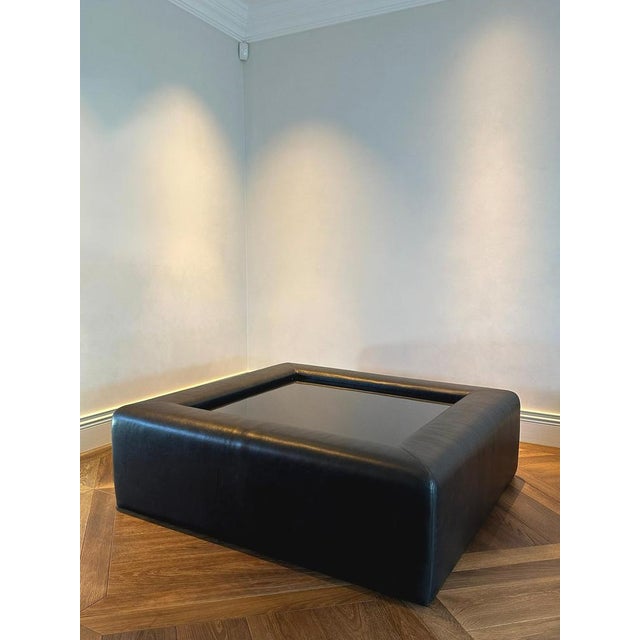 This modernist upholstered coffee table was handcrafted in London in 2014 by a fine furniture maker, reflecting the pared-...