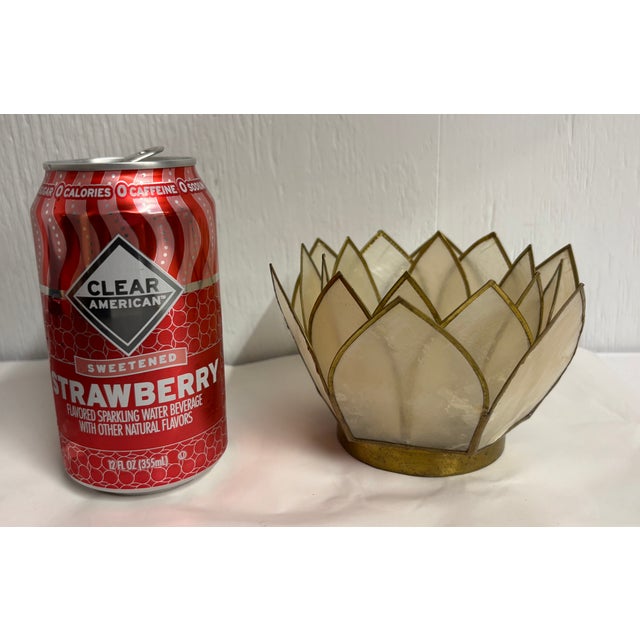 Gold Vintage Capiz Shell Flower Shaped Votive Holder For Sale - Image 8 of 8
