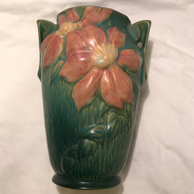 Roseville Pottery Green “Clematis” Vase Chairish