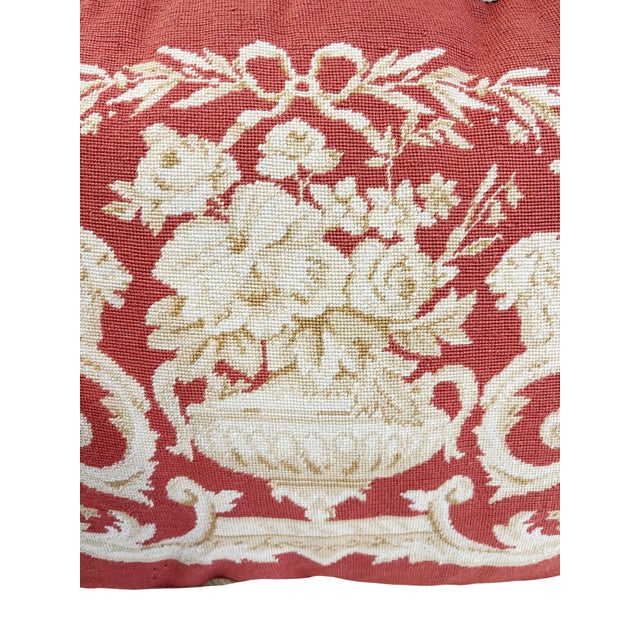 Early 20th Century Needlepoint Pillow With Tassel Fringe For Sale - Image 5 of 6