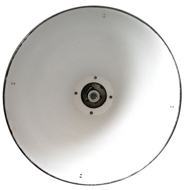 1950s Vintage Industrial Gray Enamel Pendant Light For Sale - Image 5 of 7