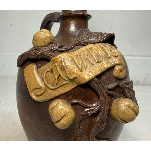 Antique Handmade Figural Calvados French Stoneware Pottery Decanter Flask For Sale - Image 10 of 15