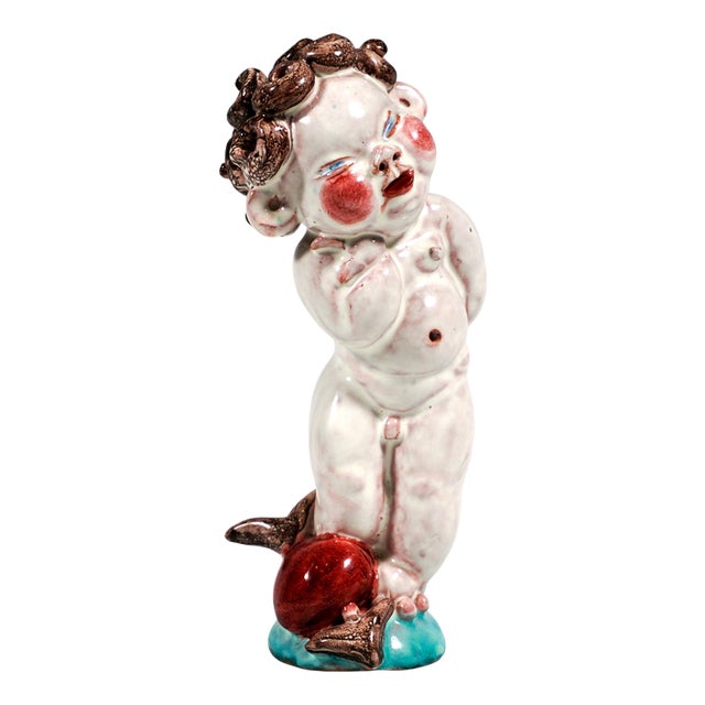 Ceramic Cupid Figurine from Walter Bosse, Kufstein, Austria, 1920s For Sale