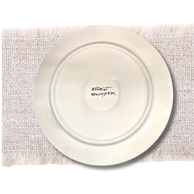 French Mid 20th Century Quimper Guy Trévoux Black Oyster Plates - Set of 6 For Sale - Image 3 of 4