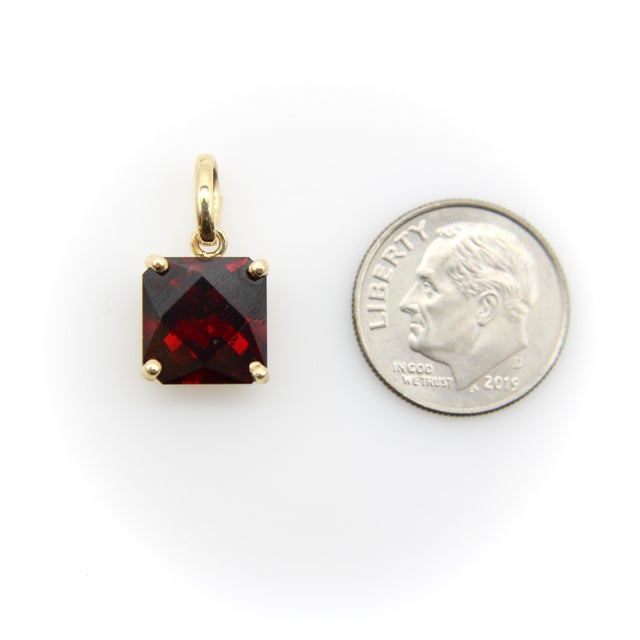 14k Gold Mounted Fancy Cut Tanzanian Garnet Pendant For Sale In Los Angeles - Image 6 of 10
