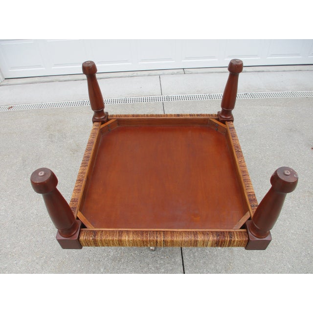 Brown Square Rattan and Wood Coffee Table For Sale - Image 8 of 8