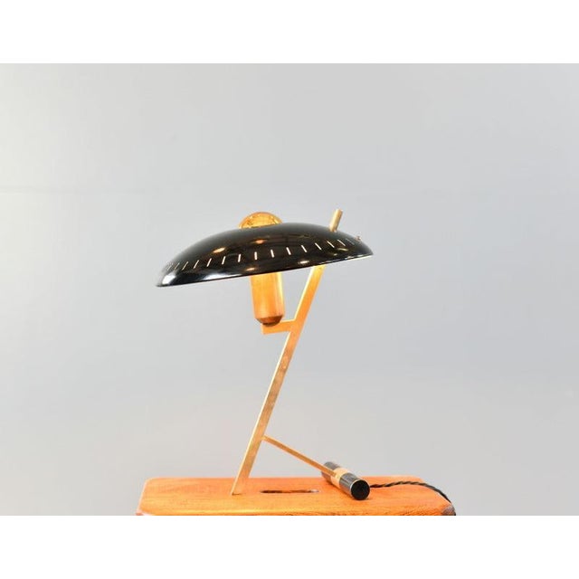 Decora z lamp by louis kalff for phillips circa 1950s -steel shade - brass base and stem - original black paint - designed...