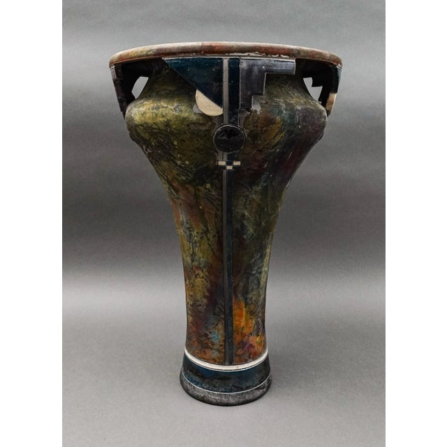 Mid 20th Century Robert Sunday Signed Monumental Raku Studio Art Pottery Sculpture Vase For Sale - Image 4 of 8