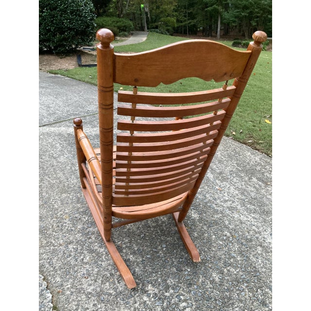 Early 20th Century Rare Form Oak Rocking Chair With Floating Slat Back and Seat For Sale - Image 10 of 11