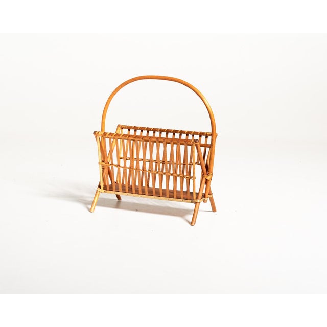 Bamboo and Rattan Magazine Rack, Scandinavia, 1960s For Sale - Image 10 of 10