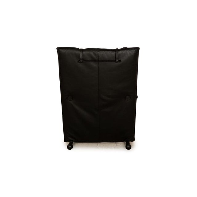 Black Leather Armchair T-Series Black by Burkhard Vogtherr for Arflex For Sale - Image 8 of 10