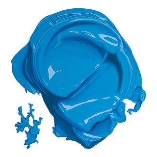 Hyperrealistic Acrylic Painting on Wood by Artist Gina Julian Titled Wet Paint! Blue For Sale