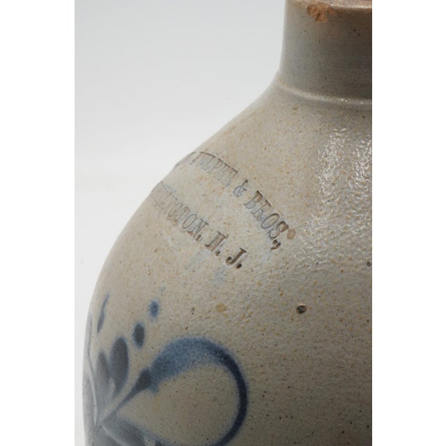 g.w. Fulper & Bros. Blue Stoneware Jug W. Handle For Sale - Image 10 of 12