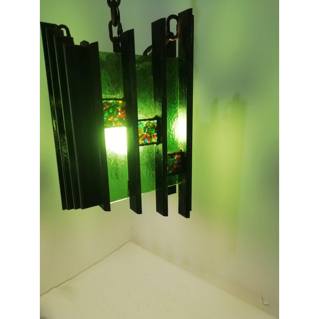 Iron and Glass Ceiling Lamp, Italy, 1960s For Sale - Image 6 of 9