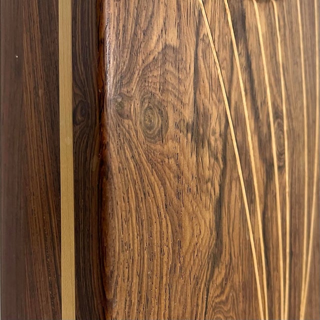 1970s 1970's Inlaid Wood Desk Table Clock For Sale - Image 5 of 9