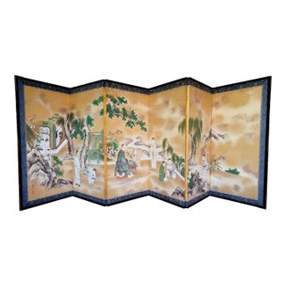 Rare Antique Japanese Folding Screen by Kano Tanshin For Sale