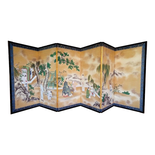 Rare Antique Japanese Folding Screen by Kano Tanshin For Sale
