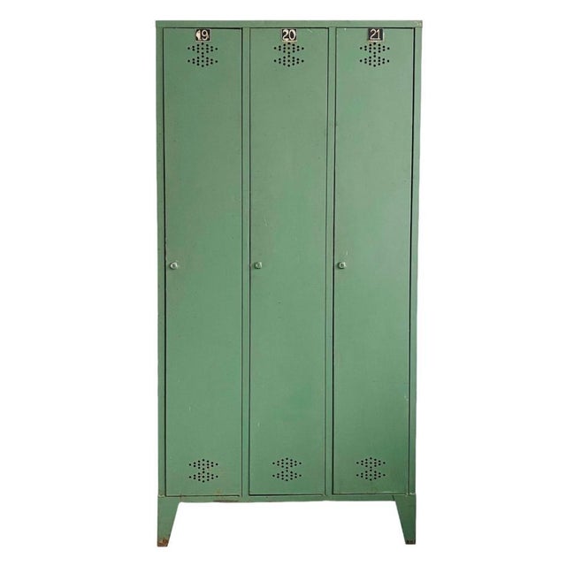 Industrial Vintage Industrial French Green Locker For Sale - Image 3 of 9