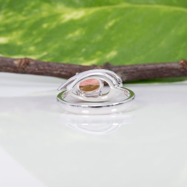 Pink 1.7Ct Padparadscha Sapphire Ring With Natural Diamond Accents: Solid 14k Gold, Size 6.75 For Sale - Image 8 of 9