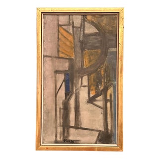 P. Primdahl, Yellow Figure Composition, 1958, Oil on Canvas, Framed For Sale
