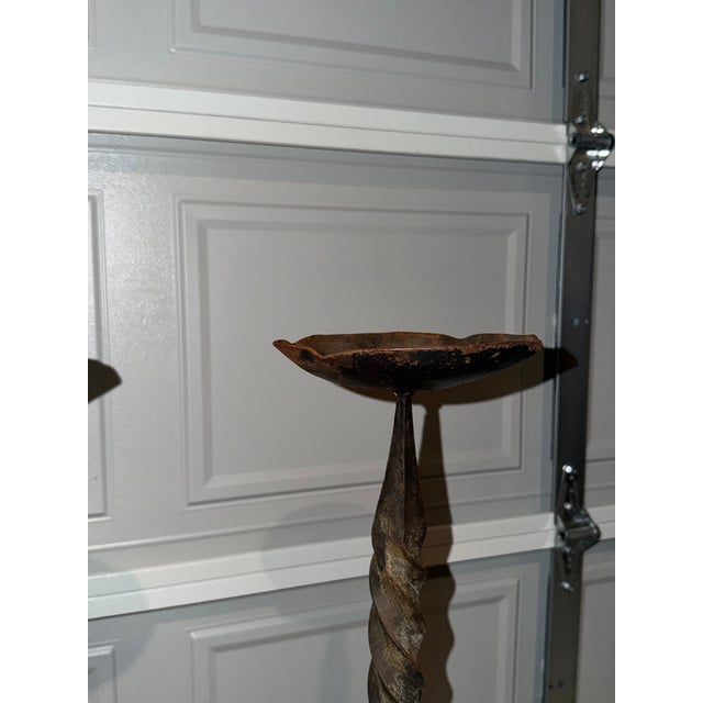 Large Heavy Vintage Iron Swirl Floor Candle Holders For Sale In San Antonio - Image 6 of 11