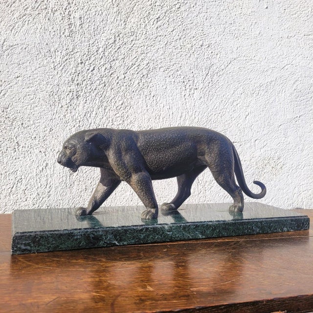 20th Century Art Deco Bronze & Marble Panther, 1920s For Sale - Image 10 of 18