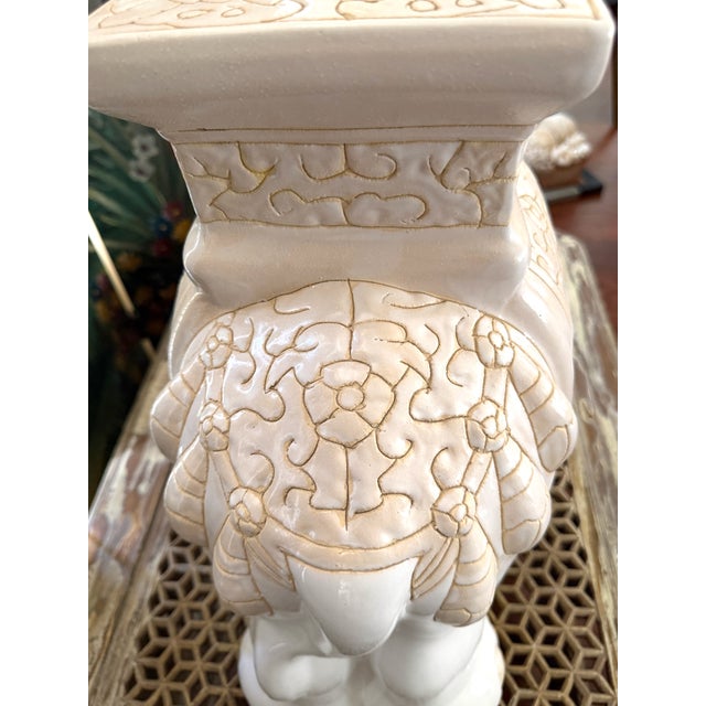 Mid Century Ceramic Elephant Garden Stool or Plant Stand For Sale - Image 10 of 13