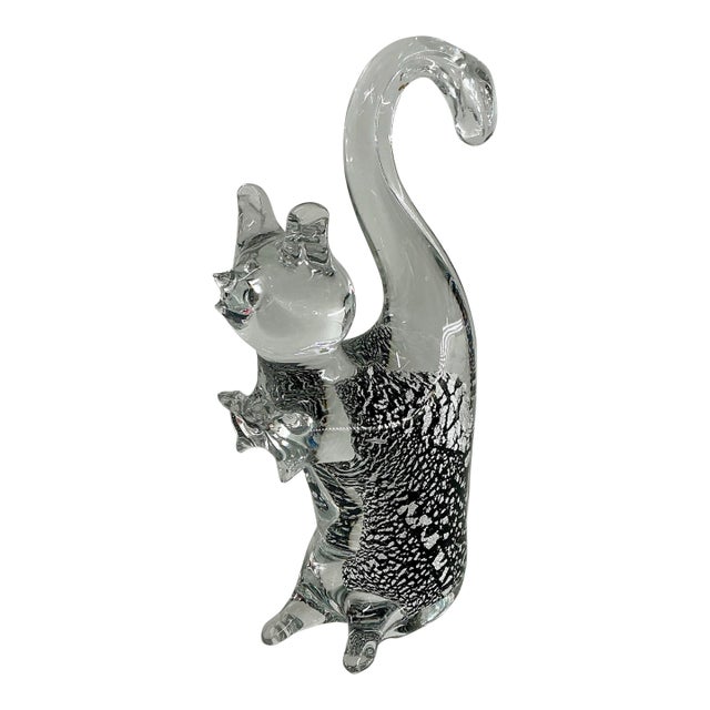 Vintage Murano Glass Cat Figurine For Sale