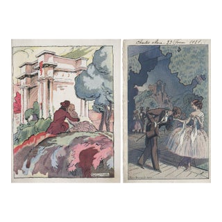 1920-Set of 2 French Theater-Opera Program Covers-Lovers For Sale