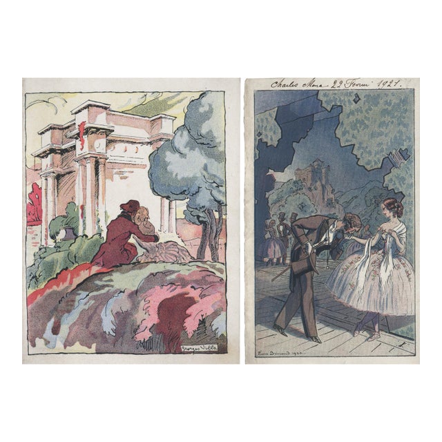 1920-Set of 2 French Theater-Opera Program Covers-Lovers For Sale