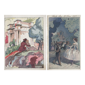 1920-Set of 2 French Theater-Opera Program Covers-Lovers