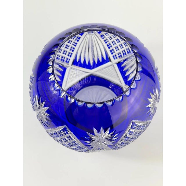 Boho Chic Bohemian Cobalt Blue Cut Crystal Bowl, 1920s-1930s For Sale - Image 3 of 9