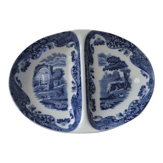 Early 21st Century Spode Blue Italian Divided Serving Dish For Sale