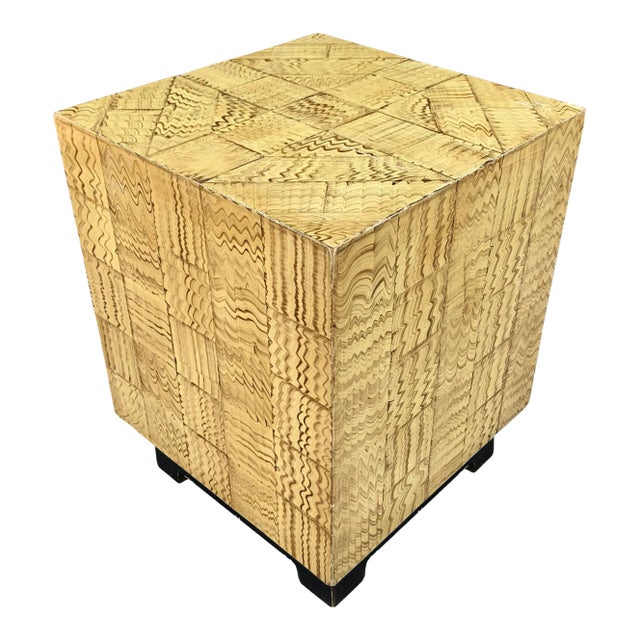 Vintage Faux Wood Grain Painted Side Table For Sale