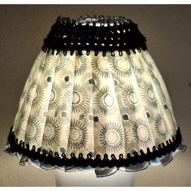 Textile Vintage Table Lamp with White Ceramic Base and Fabric Shade by Aro, 1980s For Sale - Image 7 of 10