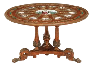 Neoclassical, Mahogany, Napoleonic Plaque Mounted Center Table, France, 1930s