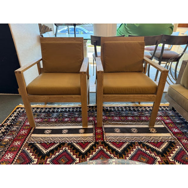 Wood Williams-Sonoma Home Outdoor Teak Wood Arm Chairs, Set of Four For Sale - Image 7 of 12