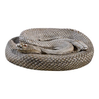 Coiled Rattlesnake Chalkware Sculpture For Sale
