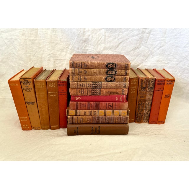Group of 20 Assorted Shades of Red Antique Books For Sale - Image 4 of 5