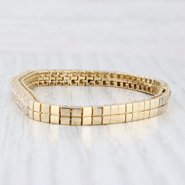 2ctw Diamond Tennis Omega Chain Bracelet 18k Yellow Gold 6.5" 5mm For Sale - Image 4 of 8